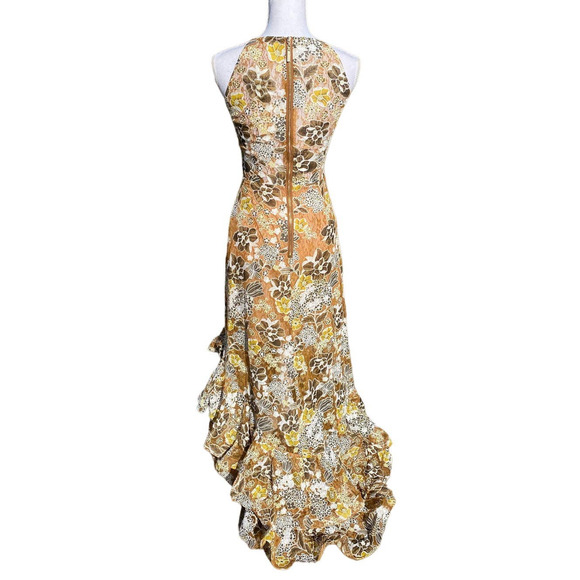 Bronx And Banco Sicilia Ruffle Dress Floral Women's Large Hi Low US 8 - Picture 6 of 9